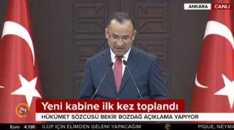 Yeni Hükümet Sözcüsü Bekir Bozdağ oldu. Aynı zamanda başbakan yardımcısı olan Bozdağ, Bakanlar Kurul