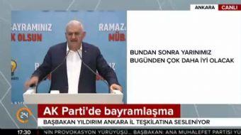 Başbakan Binali Yıldırım, AK Parti bayramlaşmasında Ankara İl Teşkilatına hitap etti. Yıldırım, '201