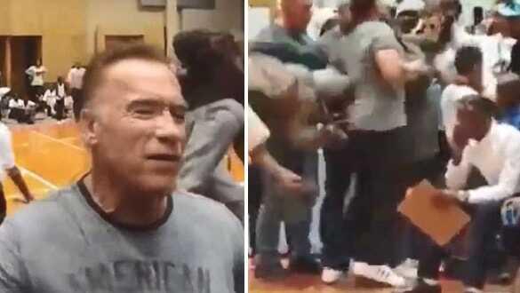 Arnold Schwarzenegger'e tekmeli saldırı