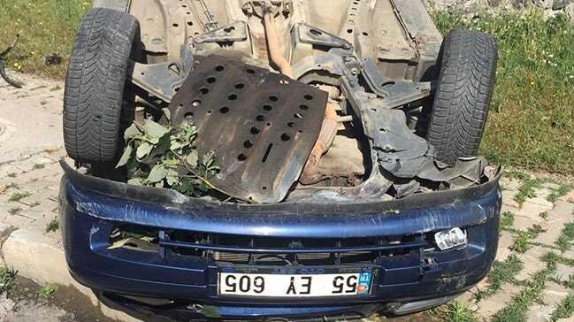Samsun'da otomobil takla atıp ters döndü: 1 yaralı