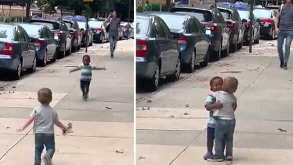 2 yaşındaki çocukların kavuşma videosu sosyal medyada damga vurdu