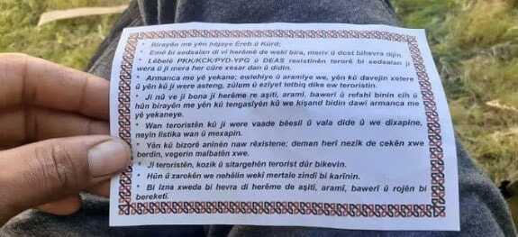 TSK, Barış Harekatı Bölgesi'ne Kürtçe ve Arapça bildiri attı