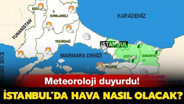 8 Aralık Pazar İstanbul hava durumu