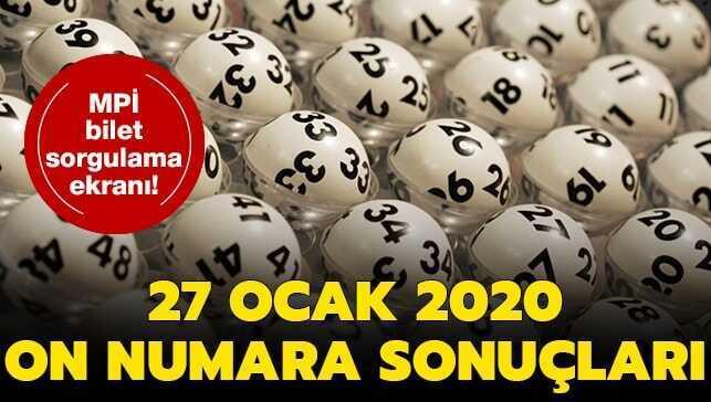 On Numara sonuçları 27 Ocak 2020
