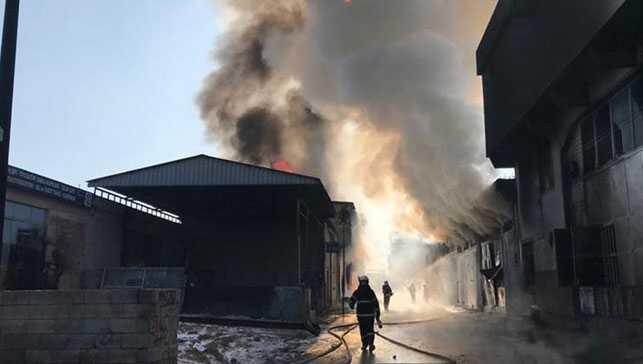 Gaziantep'te boya ve tiner atölyesinde yangın