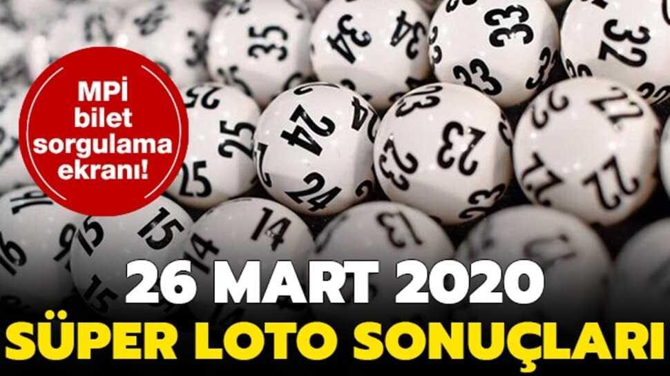 Süper Loto 26 Mart 2020 sonuçları