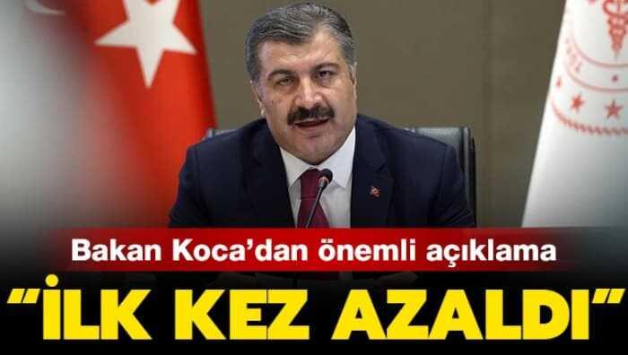 Bakan� Koca: T�rkiye �l�e�inde yo�un bak�m toplam hasta say�m�z ilk kez azald�