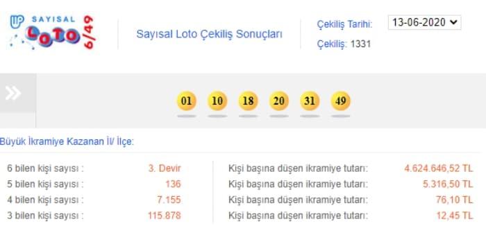 17 Haziran Sayısal Loto Sonuçları! Sayısal Loto kazanan numaralar açıklandı mı? 17 Haziran 2020!